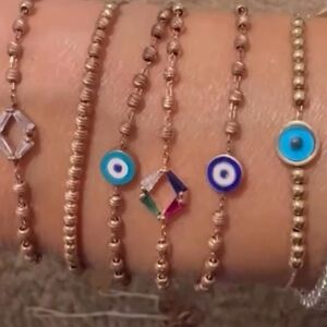 Elegant Gold and Blue Evil Eye Bracelet Set